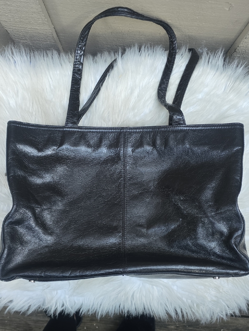 HOBO Black Leather Tote Shoulder Bag Soft Slouchy Minimalist OS